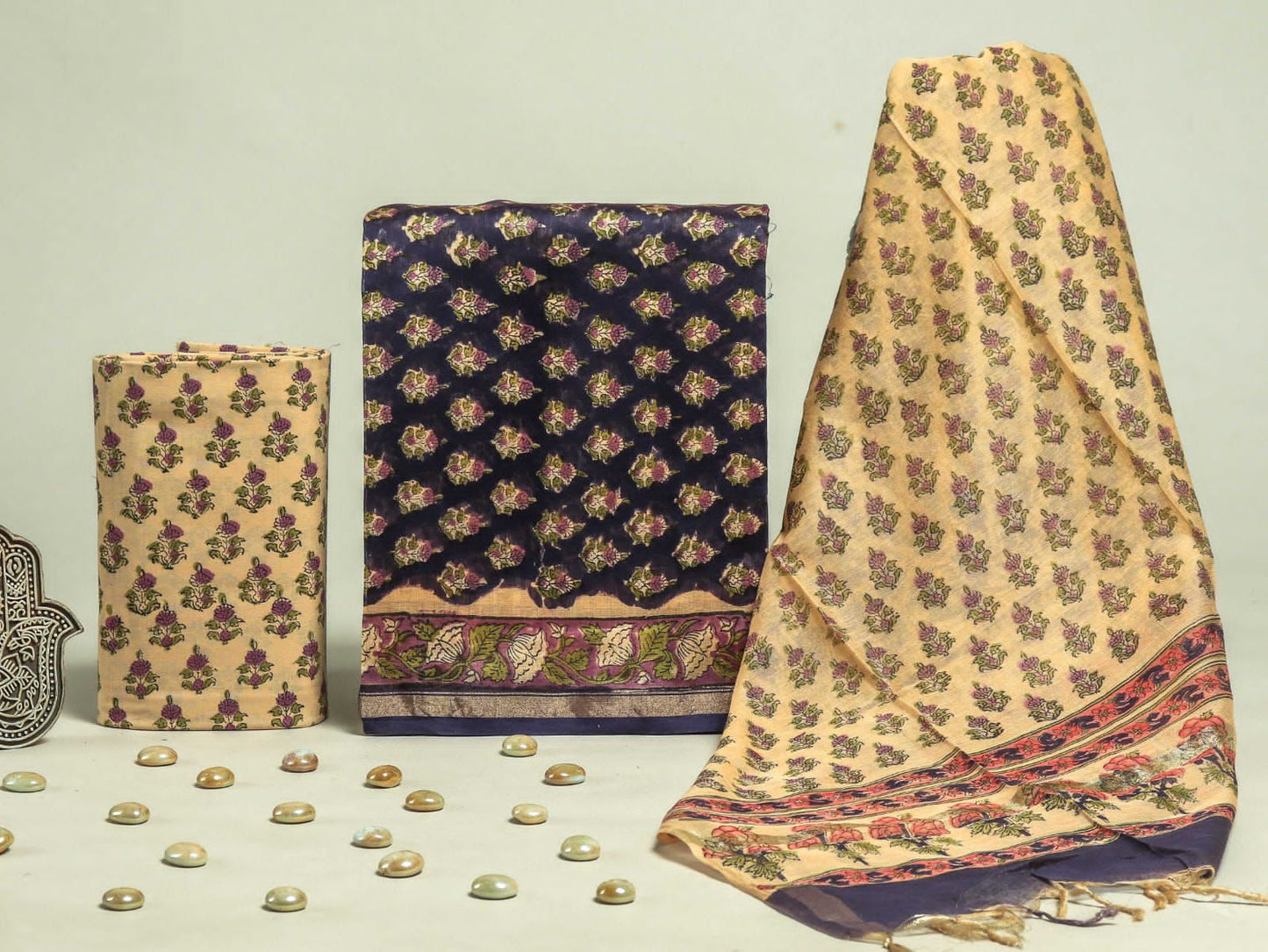 CHANDERI SILK SUIT WITH CHANDERI SILK DUPATTA