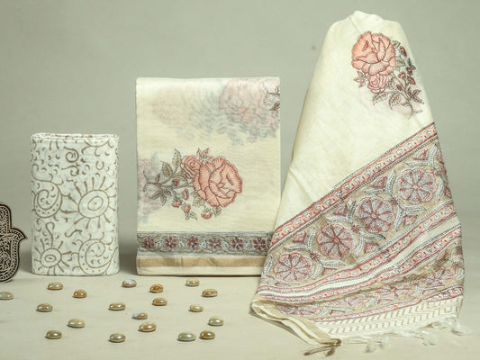 ELEGANT PRINT CHANDERI SILK SUIT WITH CHANDERI SILK DUPATTA 17