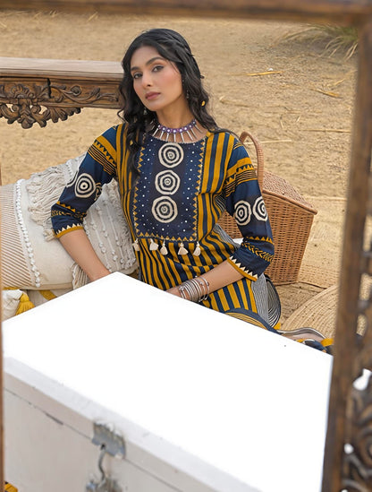 ★original piece   Designer Jaipuri panel Work Cotton Suit(RD42)