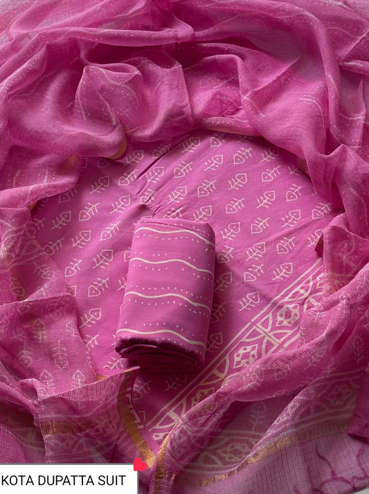 Suits Wala Hand Block Print Cotton Suit Set with Kota Doria Dupatta WAKOTMU30