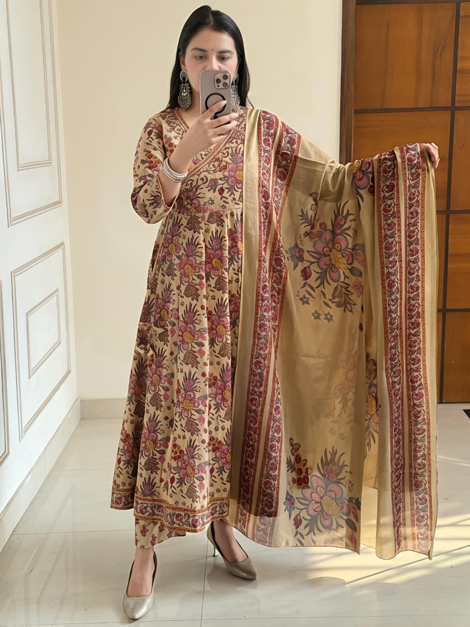 Premium Kalamkari Print Anarkali Set 🌸  (RD53)