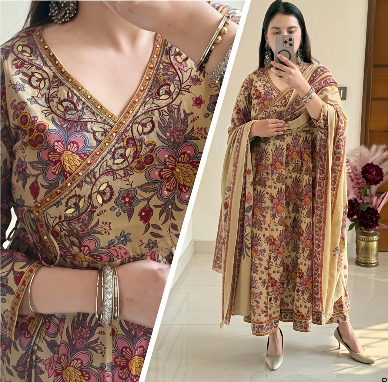 Premium Kalamkari Print Anarkali Set 🌸  (RD53)