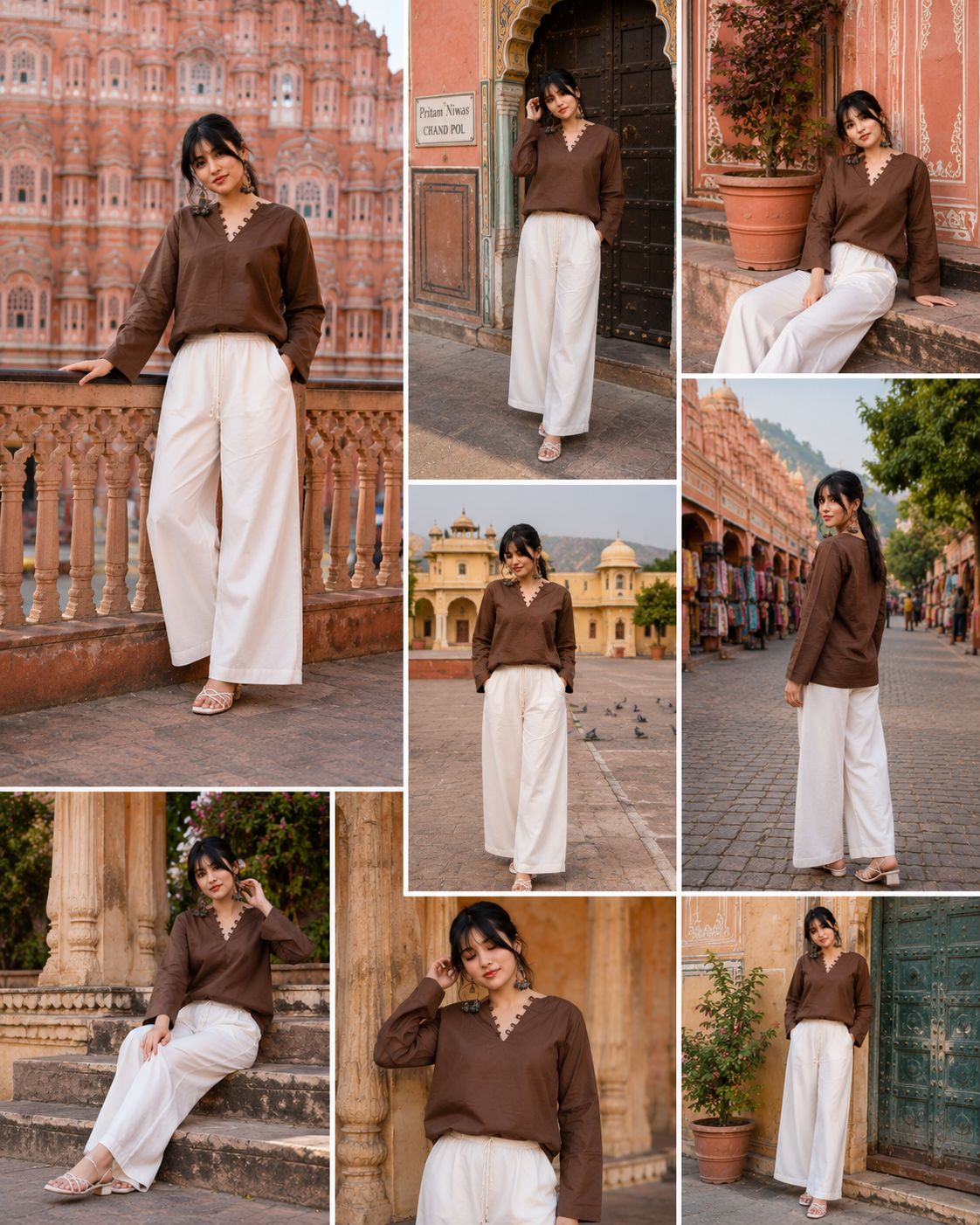 ✨ Chic V-Neck Top with Unique Button Detailing & Flared Sleeves 🌸(CJ07)