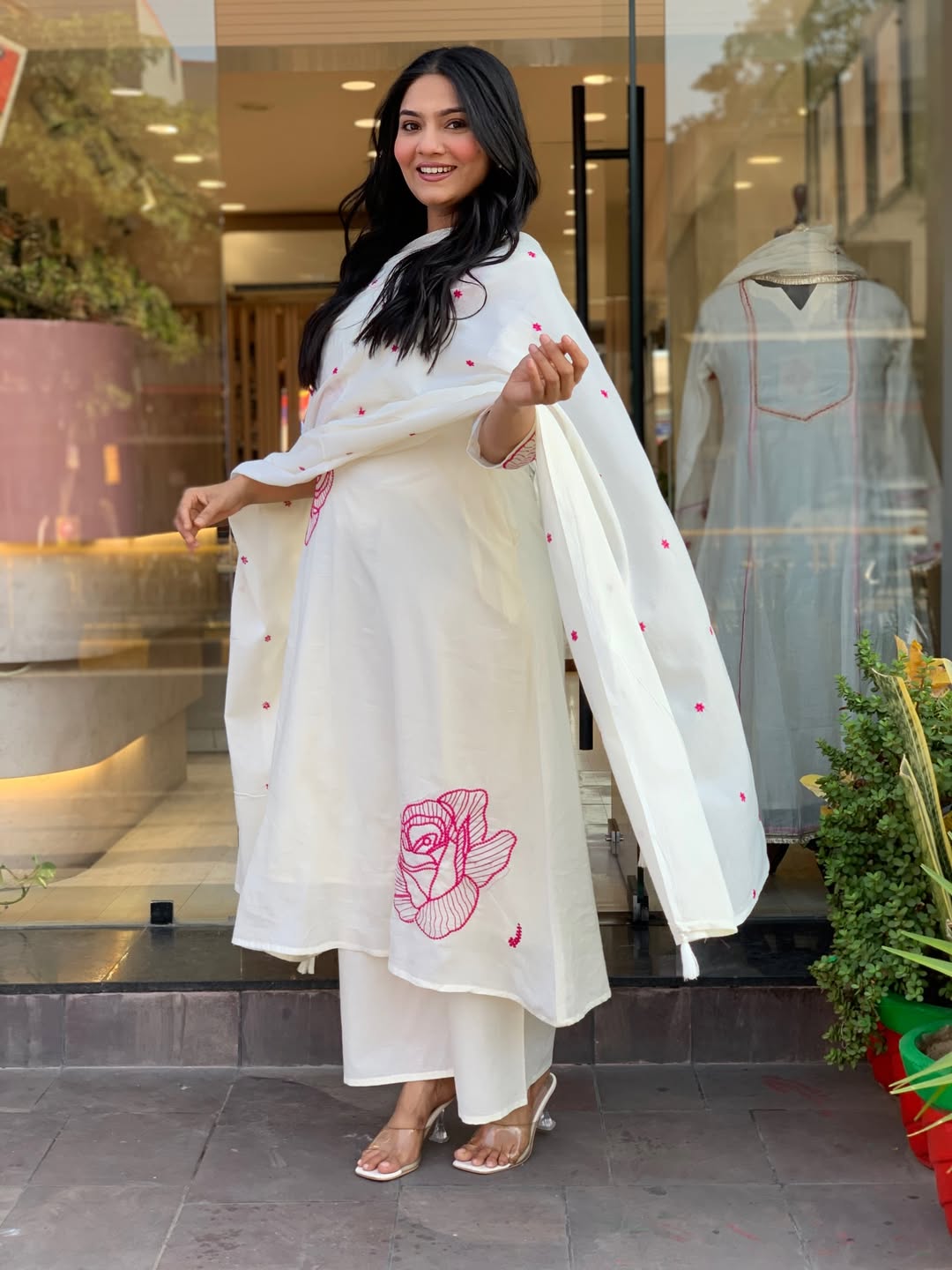 ✨ Premium Cotton Embroidered Kurta Pant Dupatta Set (RD57)