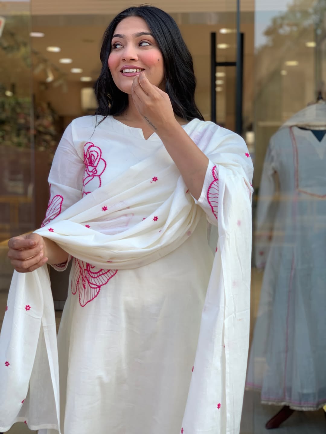 ✨ Premium Cotton Embroidered Kurta Pant Dupatta Set (RD57)