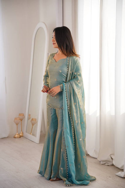 Royal Elegance Embellished Sharara Set (RRRD47)