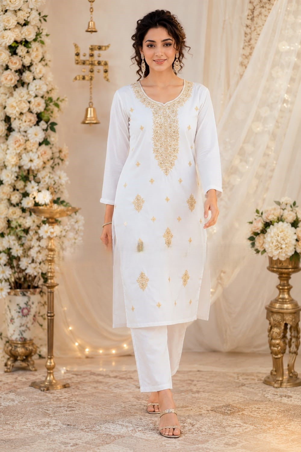 Designer Gold Work Kurta Pant Set for Women (RRRD50)