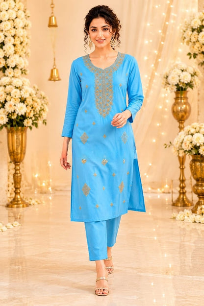 Designer Gold Work Kurta Pant Set for Women (RRRD50)