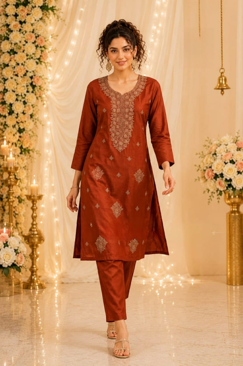 Designer Gold Work Kurta Pant Set for Women (RRRD50)