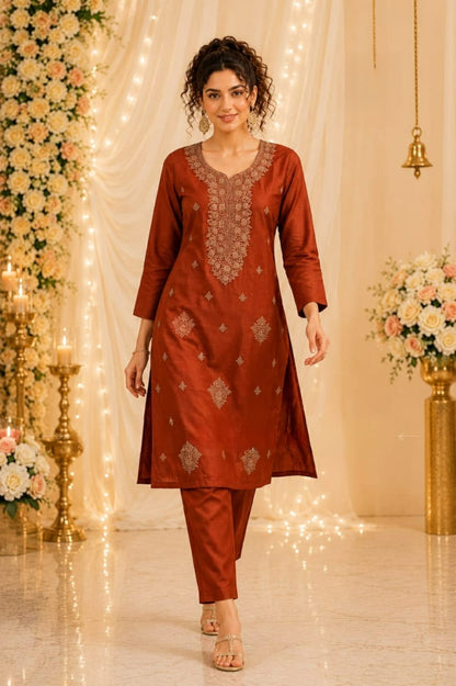 Designer Gold Work Kurta Pant Set for Women (RRRD50)