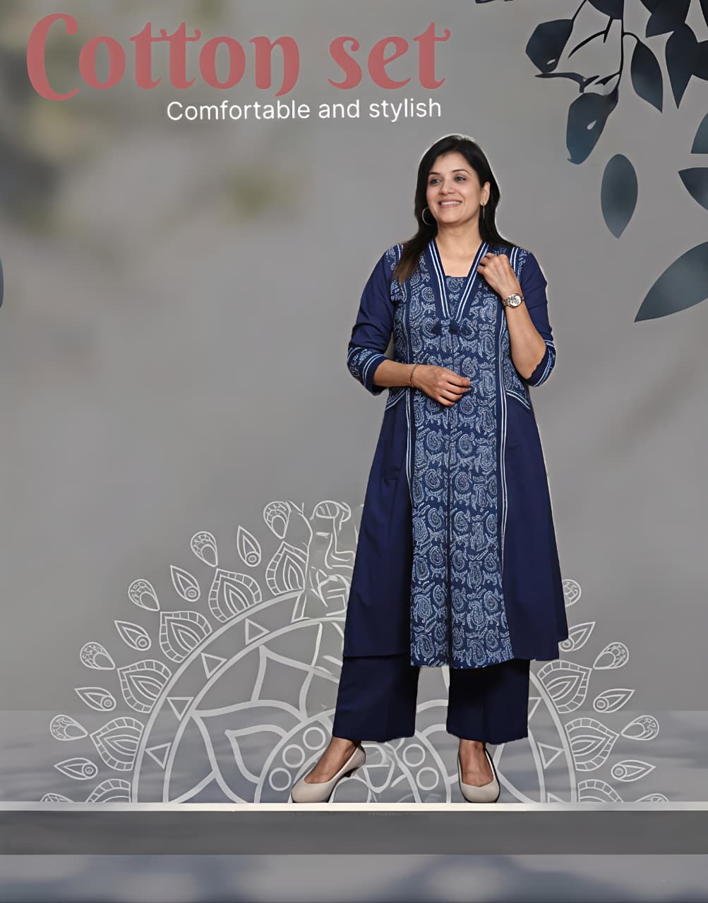 Paisley Grace Cotton Kurta Pant Set (RD58)