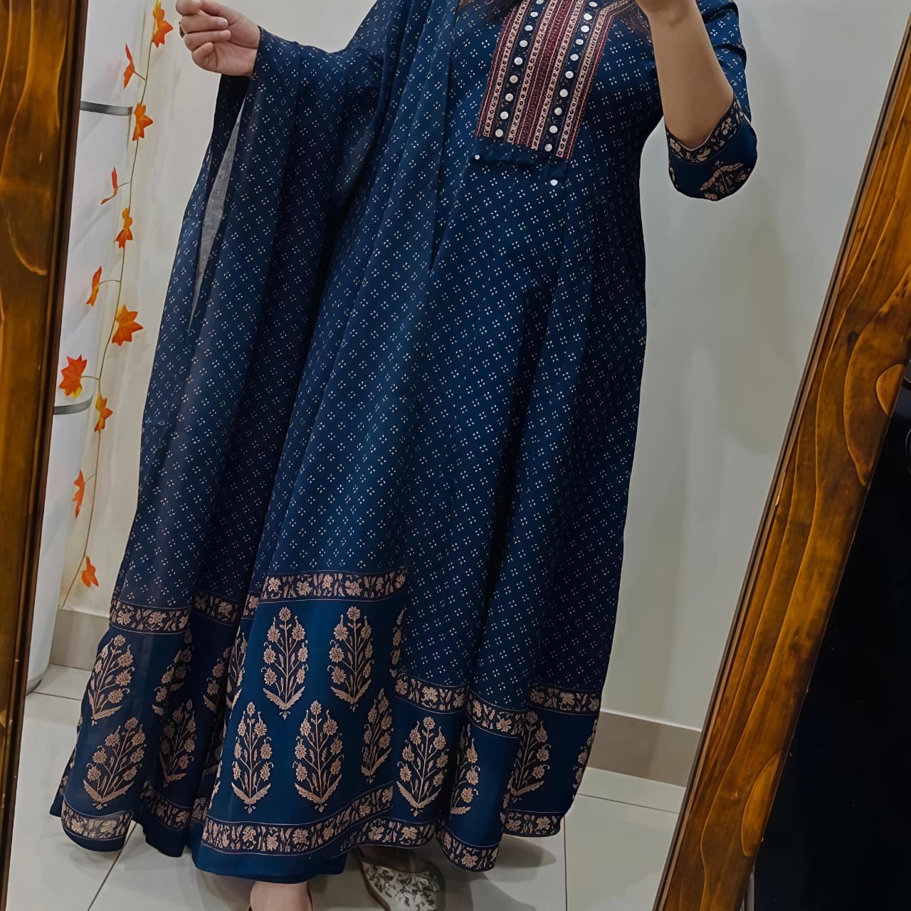 Royal Bandhej Printed Anarkali Suit Set with Dupatta (RD60)