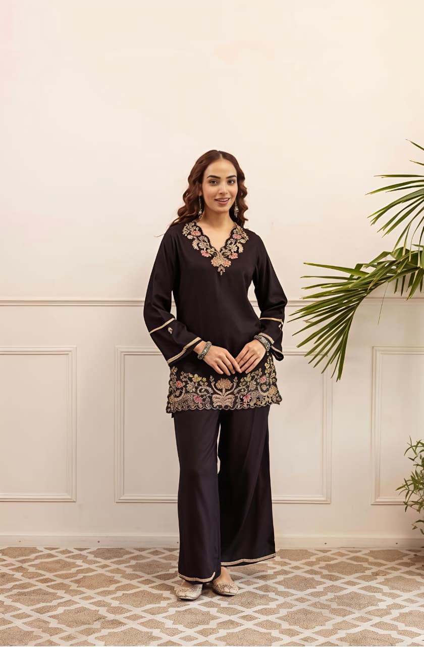 Women's Premium Floral Embroidered Co-Ord Set (RD67)