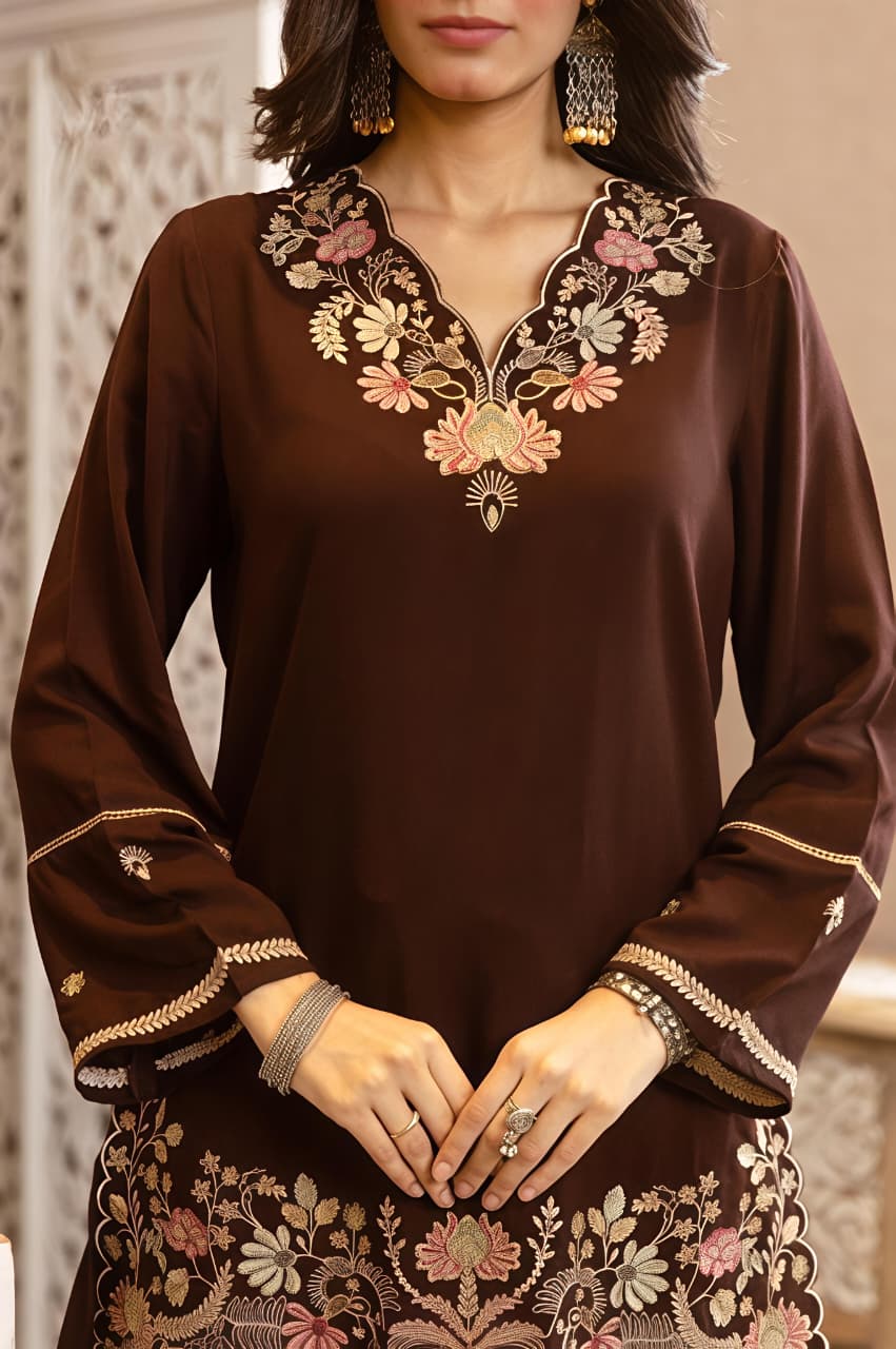 Women's Premium Floral Embroidered Co-Ord Set (RD67)