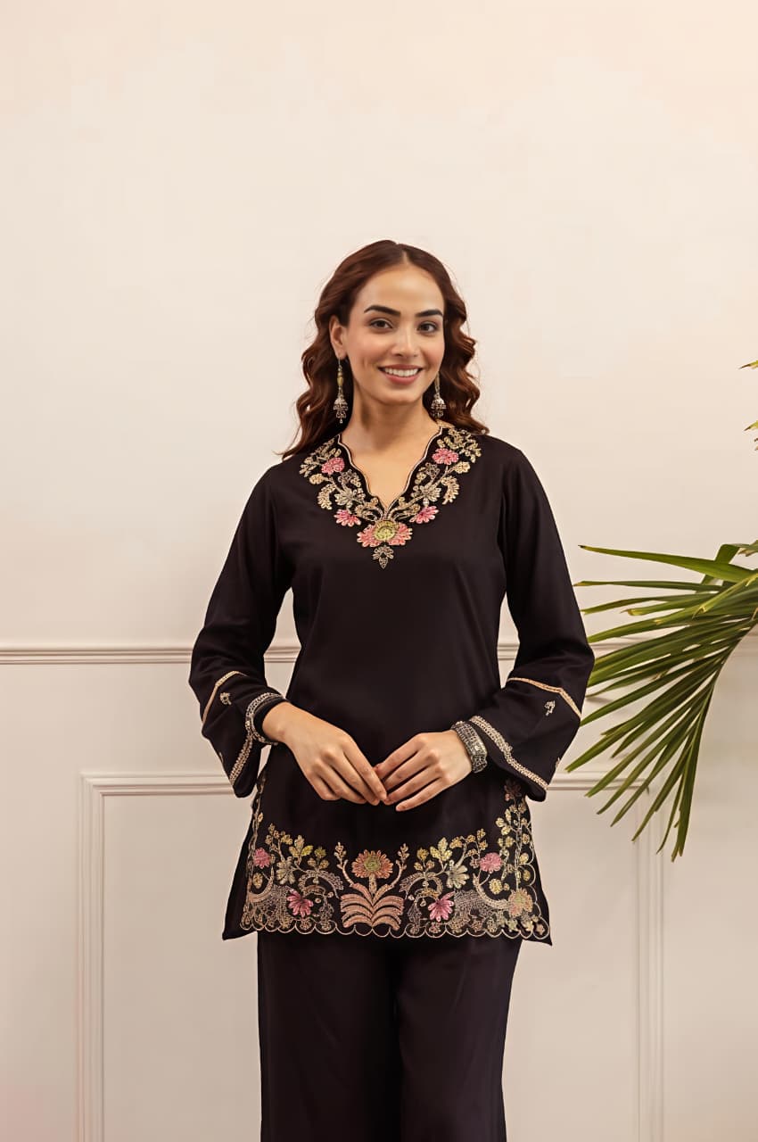 Women's Premium Floral Embroidered Co-Ord Set (RD67)