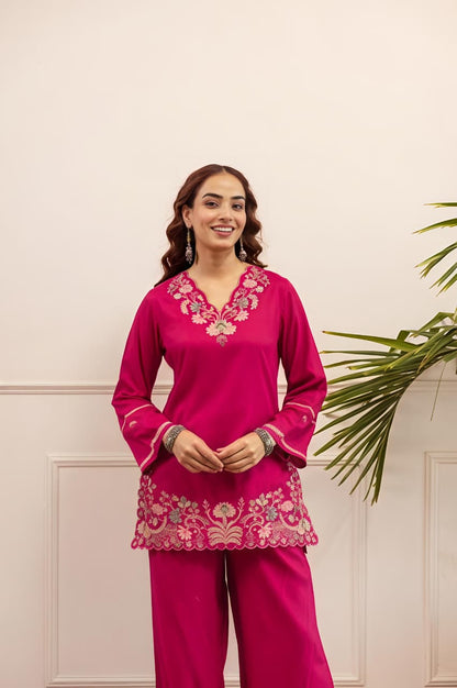 Women's Premium Floral Embroidered Co-Ord Set (RD67)