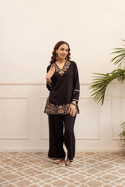 Women's Premium Floral Embroidered Co-Ord Set (RD67)
