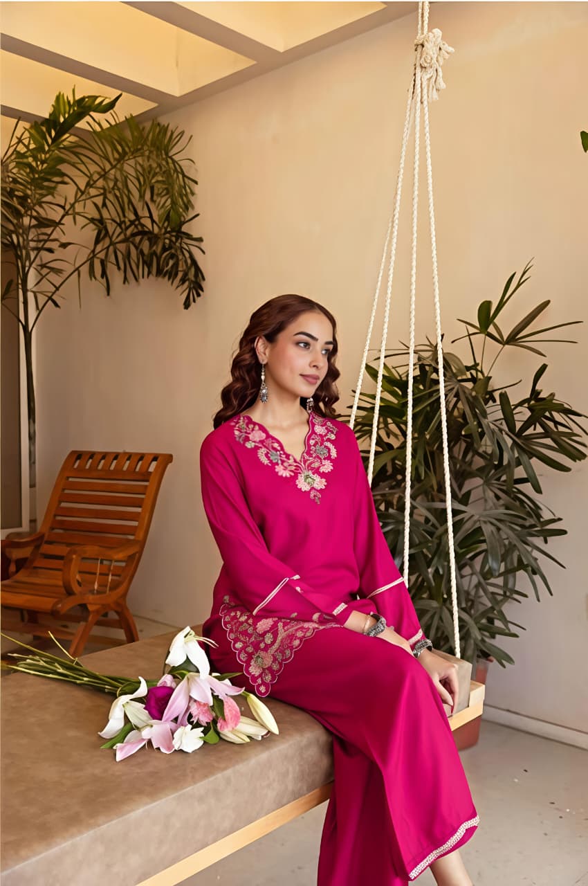 Women's Premium Floral Embroidered Co-Ord Set (RD67)