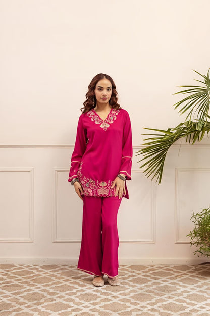 Women's Premium Floral Embroidered Co-Ord Set (RD67)