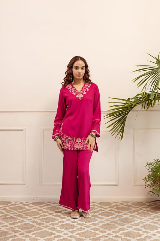 Women's Premium Floral Embroidered Co-Ord Set (RD67)