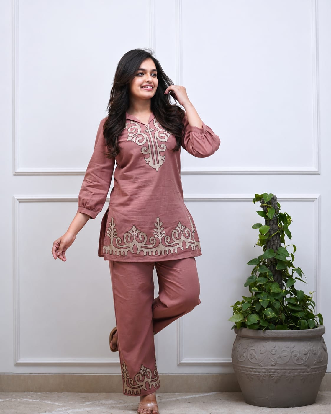 Premium Embroidered Cotton Co-Ord Set for Women (RD68)