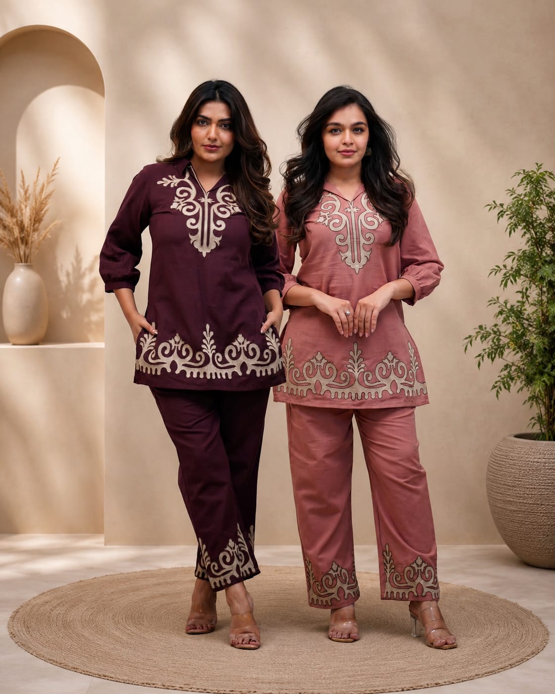 Premium Embroidered Cotton Co-Ord Set for Women (RD68)
