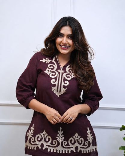 Premium Embroidered Cotton Co-Ord Set for Women (RD68)