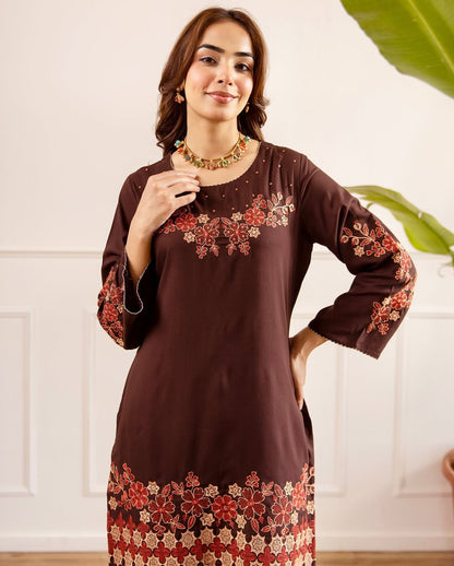 Floral Embroidered Wide-Leg Co-ord Set (RD70)