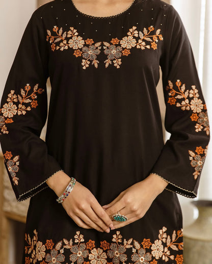 Floral Embroidered Wide-Leg Co-ord Set (RD70)