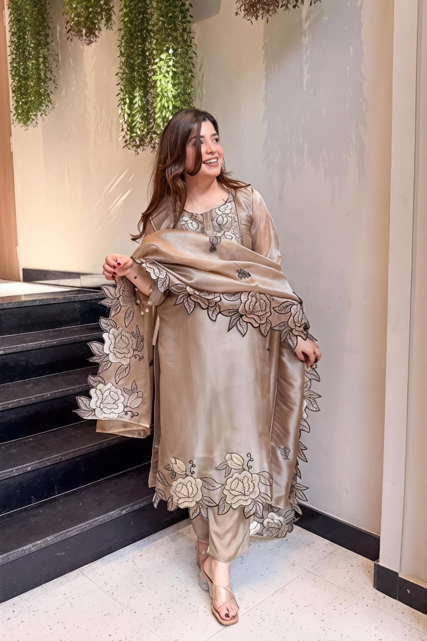 DESIGNER EMBROIDERED CUT WORKED SUIT* (RD72)