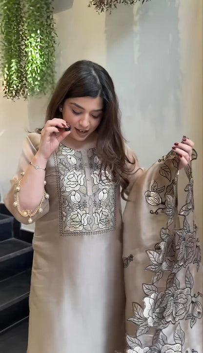 DESIGNER EMBROIDERED CUT WORKED SUIT* (RD72)
