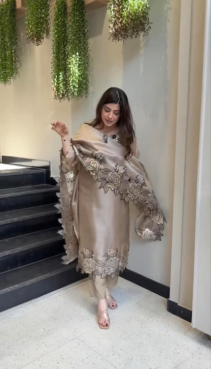 DESIGNER EMBROIDERED CUT WORKED SUIT* (RD72)