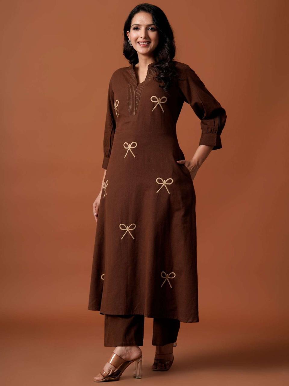 Bow Embroidered Cotton Dress (CJ05)