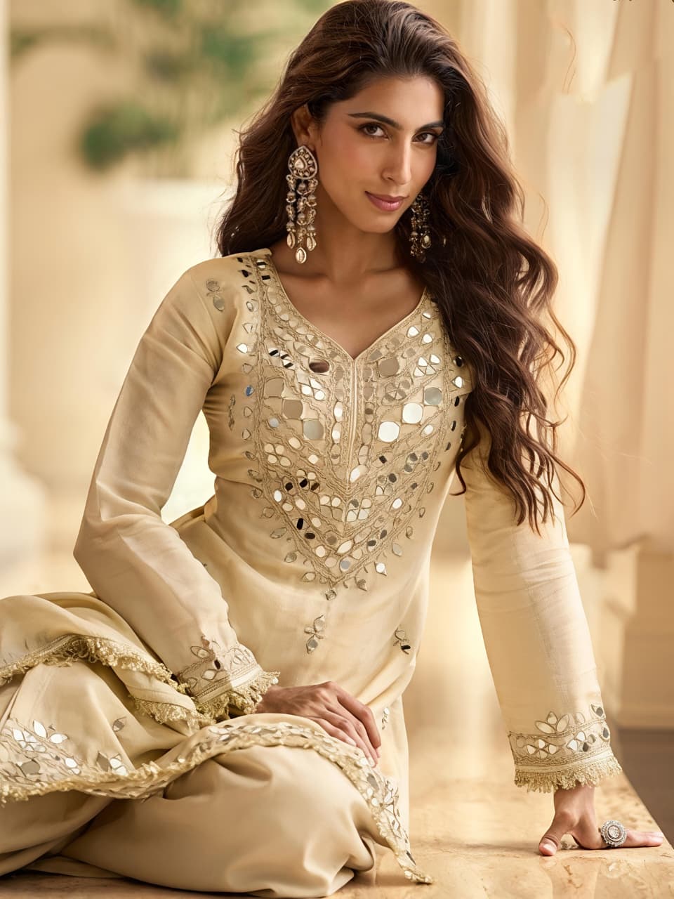 Elegant Embroidered Chikankari Suit Set with Dupatta (RRRD63)