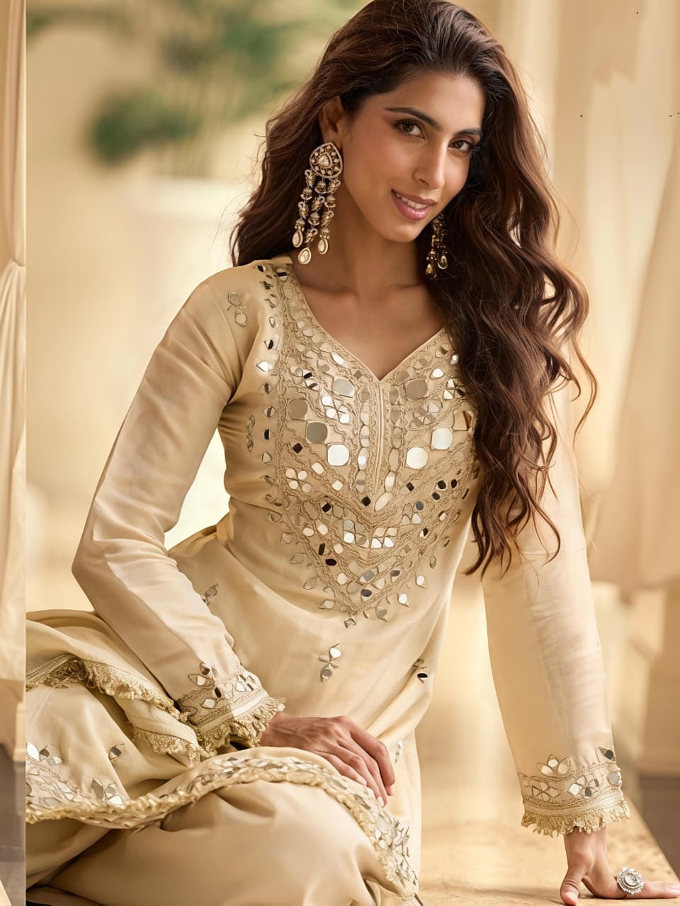 Elegant Embroidered Chikankari Suit Set with Dupatta (RRRD63)