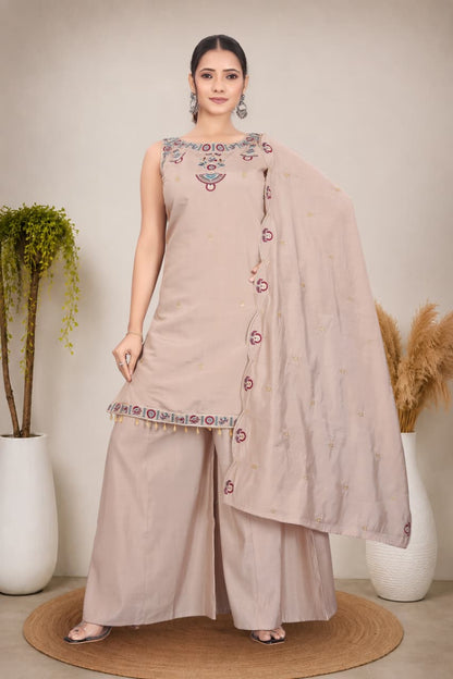 Elegant Embroidered Cotton 3-Piece Suit Set with Dupatta (RD74)