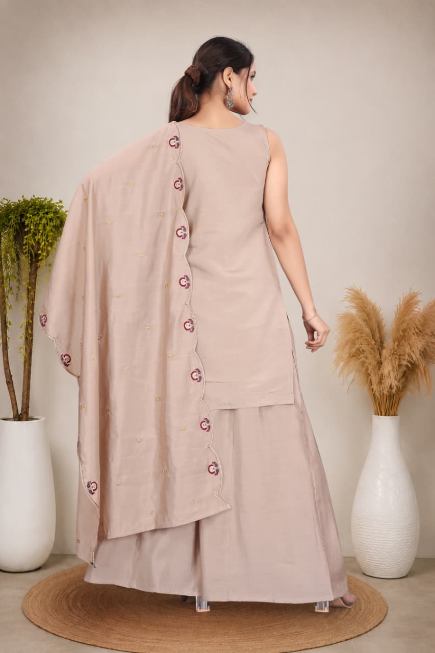 Elegant Embroidered Cotton 3-Piece Suit Set with Dupatta (RD74)