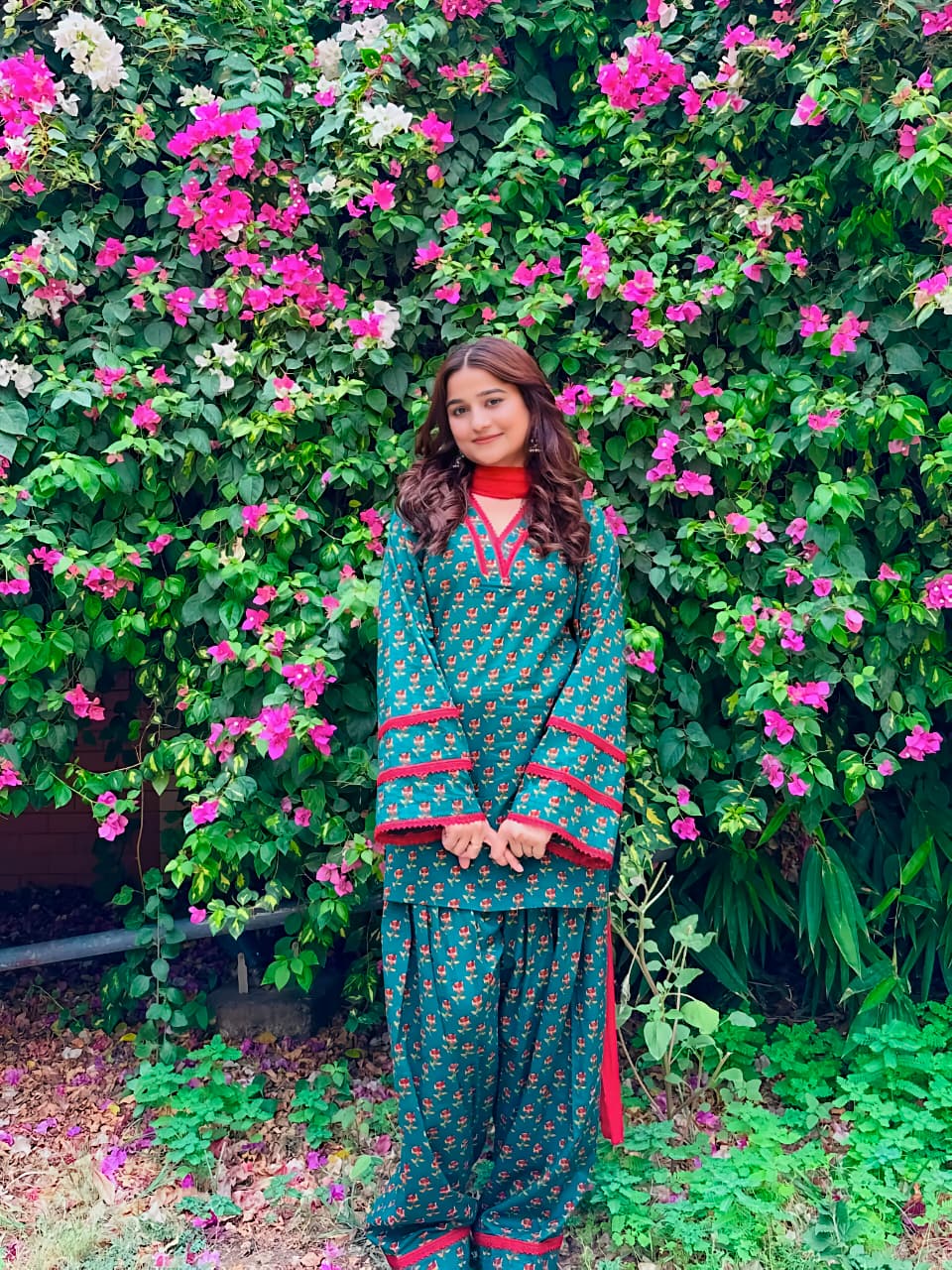 Teal Printed Kurta Palazzo Set with Contrast Dupatta (RS07)