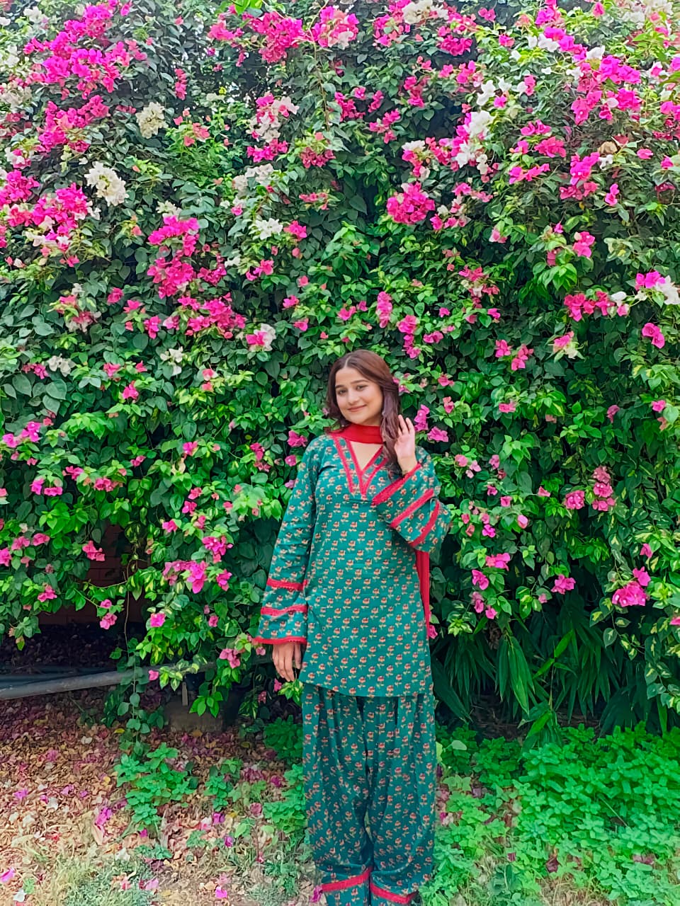 Teal Printed Kurta Palazzo Set with Contrast Dupatta (RS07)