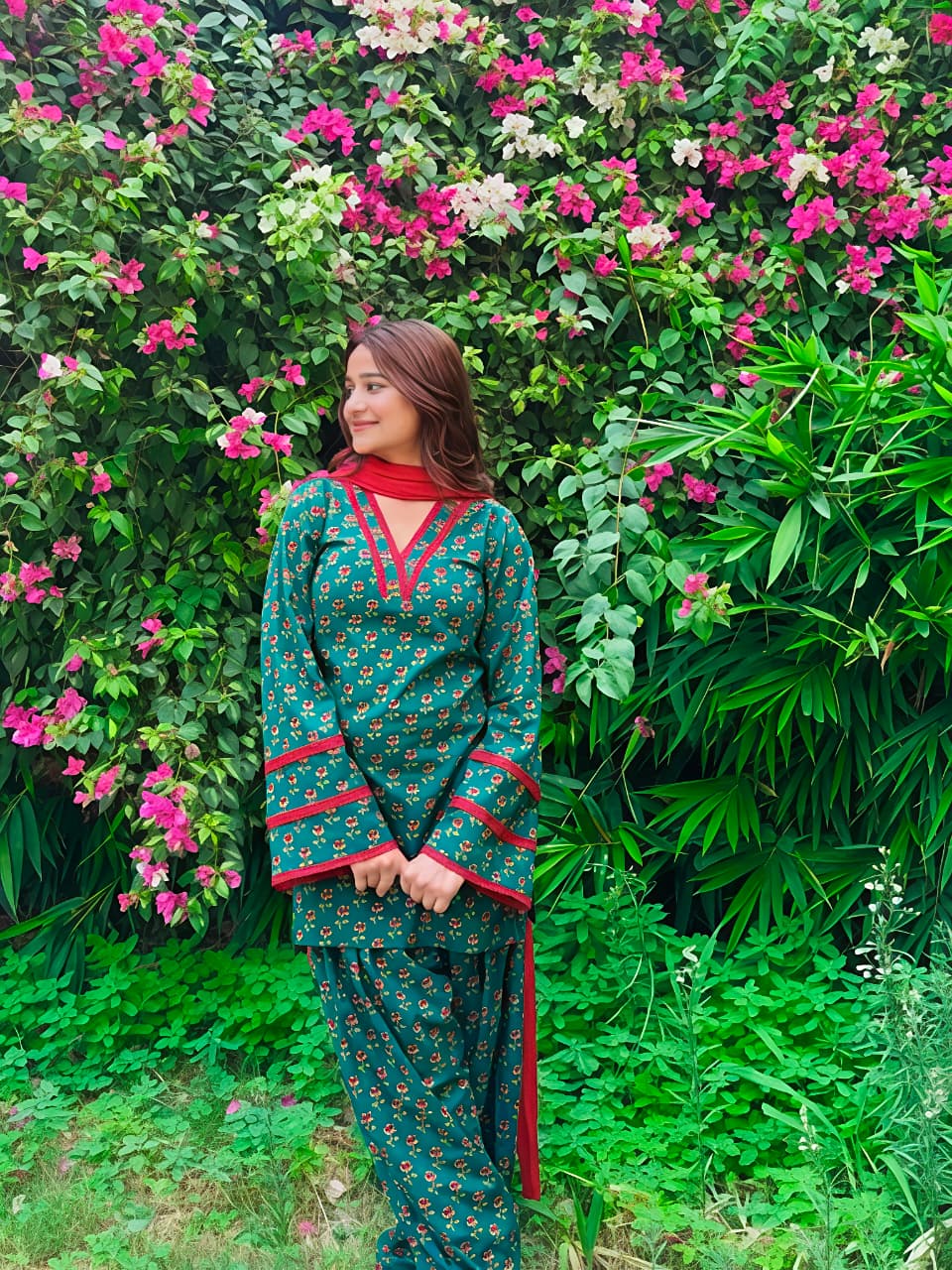 Teal Printed Kurta Palazzo Set with Contrast Dupatta (RS07)