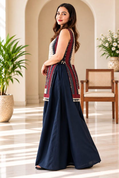 Printed Kurta Set with Wide-Leg Palazz (RD77)