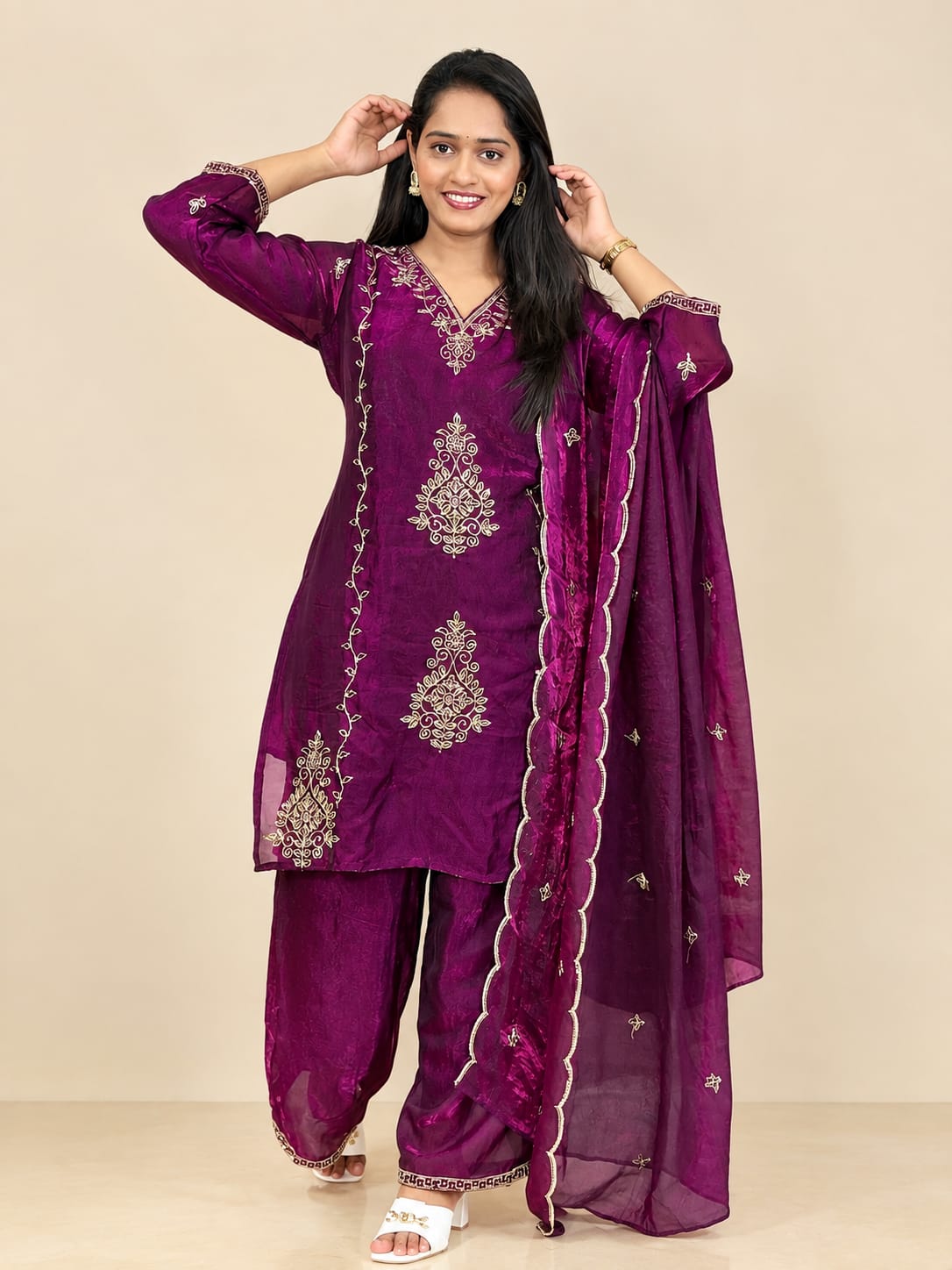 Royal Embroidered 3-Piece Suit Set (RRRD67 Chhaya)
