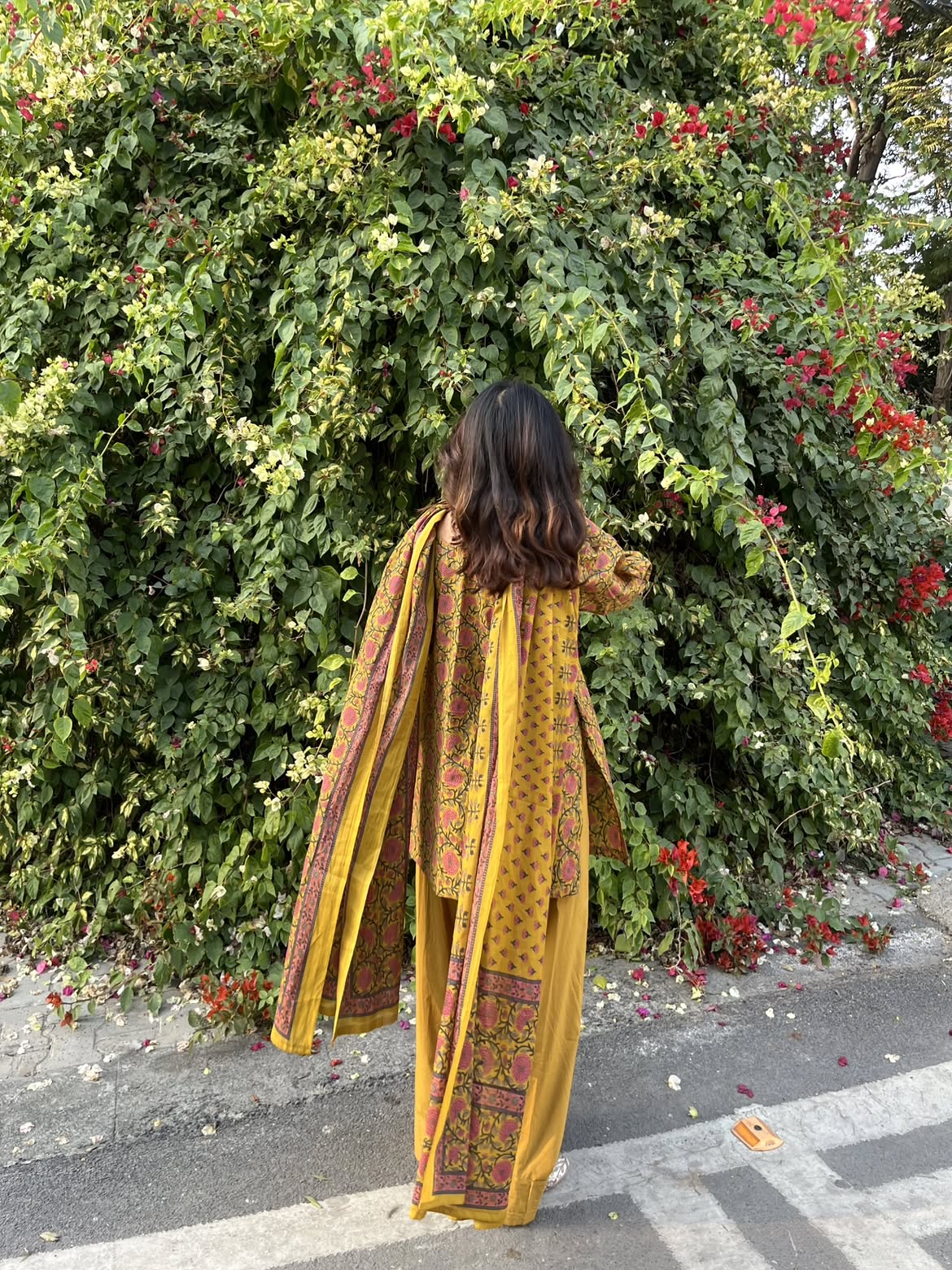 Women’s Premium Cotton Printed Kurta Pant & Dupatta Set – Mustard Floral Print (RD79)