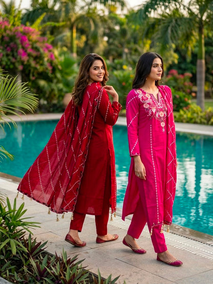 🌸 Elegant Embroidered Kurta Set with Flowing Dupatta ✨ (RRRD68)