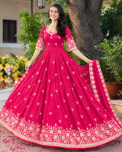 ✨ Elegant Anarkali Gown with Intricate Floral Embroidery 🌸 (RRRD69)