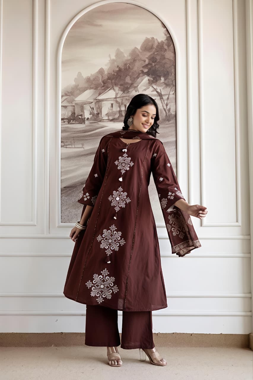 🌿 Elegant Embroidered Suit Set with Designer Dupatta ✨ (SWSK80)