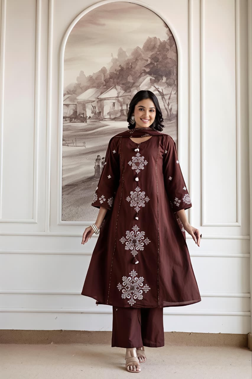 🌿 Elegant Embroidered Suit Set with Designer Dupatta ✨ (SWSK80)