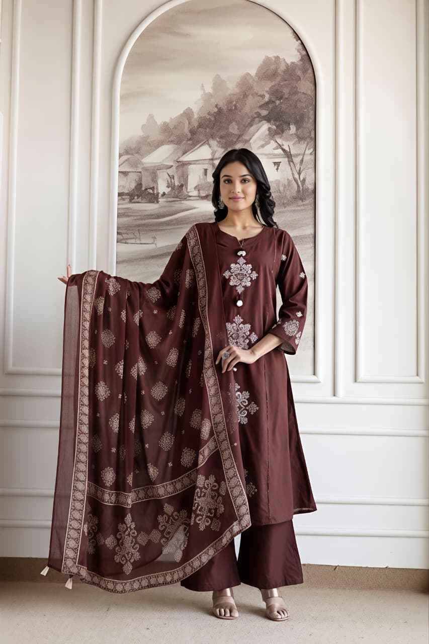 🌿 Elegant Embroidered Suit Set with Designer Dupatta ✨ (SWSK80)
