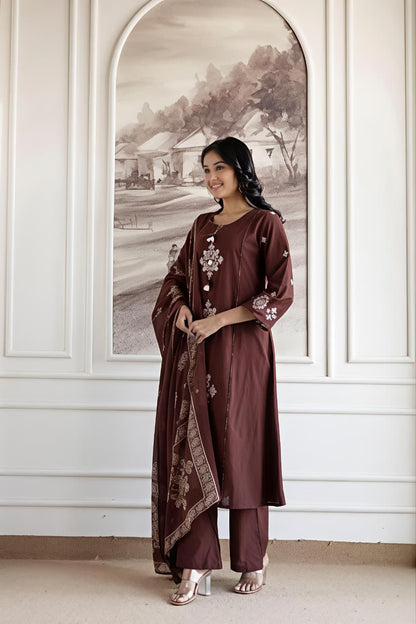 🌿 Elegant Embroidered Suit Set with Designer Dupatta ✨ (SWSK80)