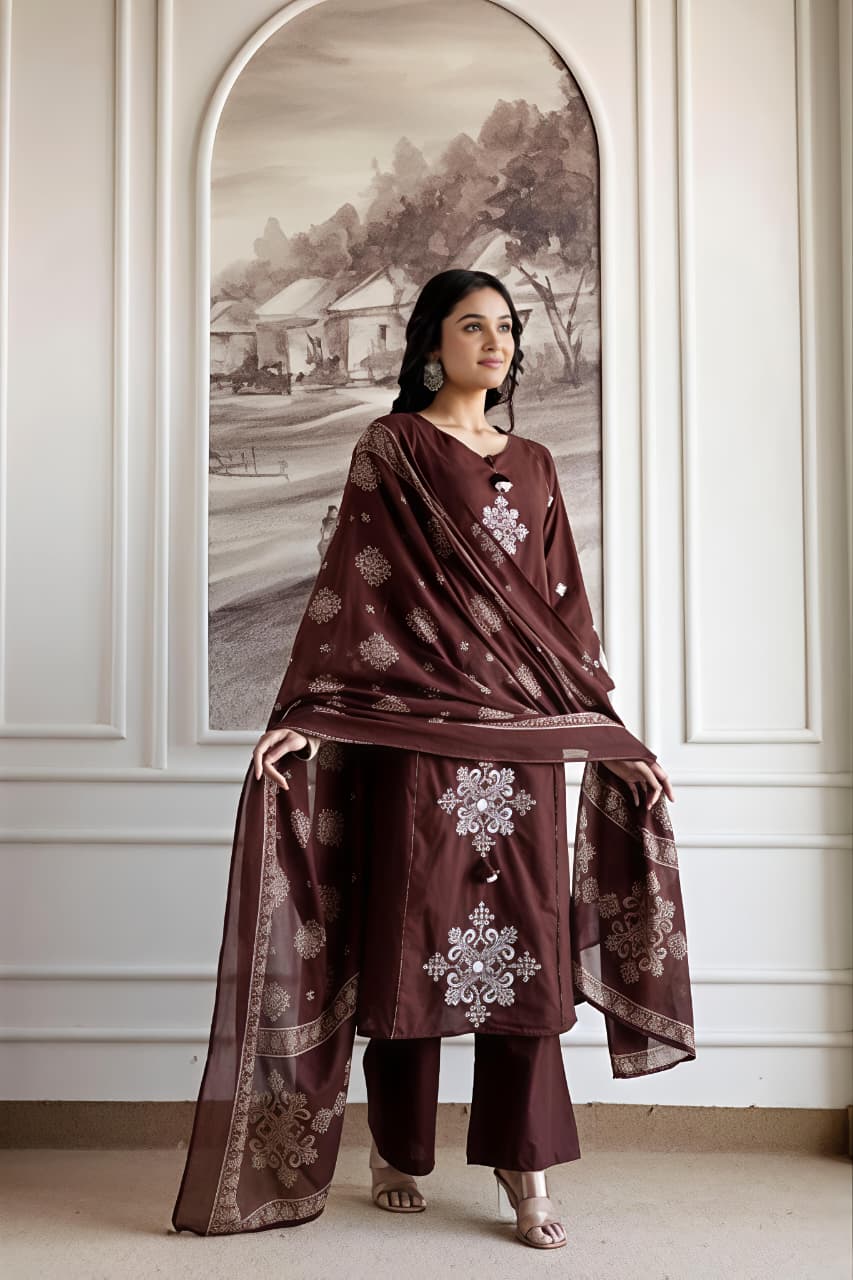 🌿 Elegant Embroidered Suit Set with Designer Dupatta ✨ (SWSK80)